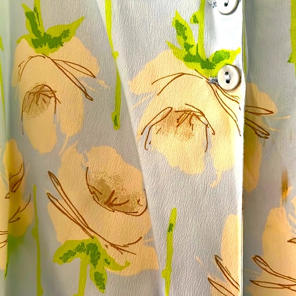 Blumarine Light Blue Floral Button Down Top With Tie Waist US Sz 8 Italian Sz 44 - Picture 2 of 7